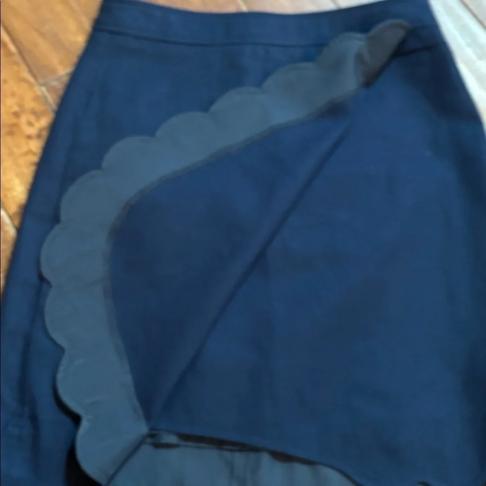 J. Crew Midnight Blue Scalloped A-line mini skirt 00 - Picture 2 of 5